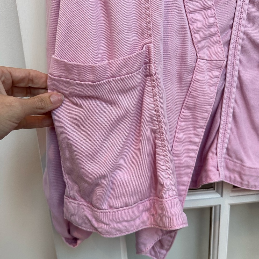 White House Black Market Dusty Rose Pink Drape Front Roll Sleeve Jacket Size XL - Picture 8 of 12